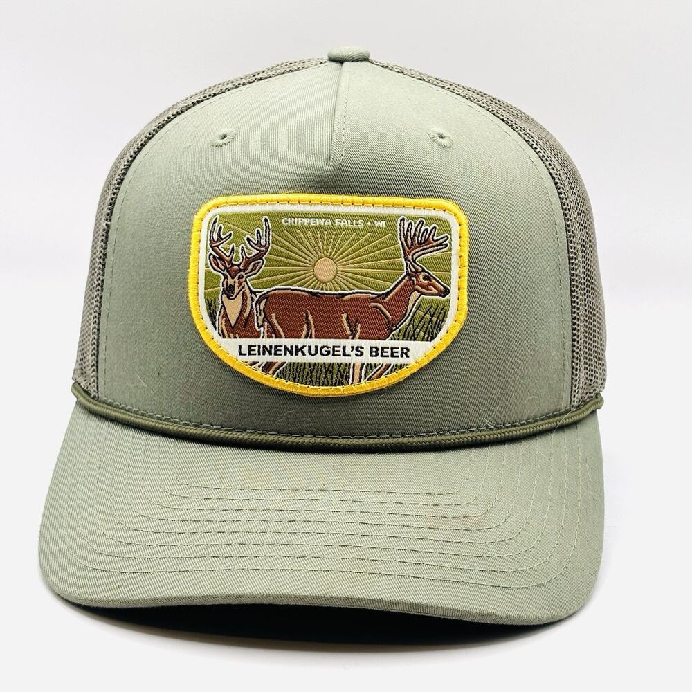 Leinenkugel's Beer Trucker SnapBack Hat Cap With Buck Deer Patch Logo
